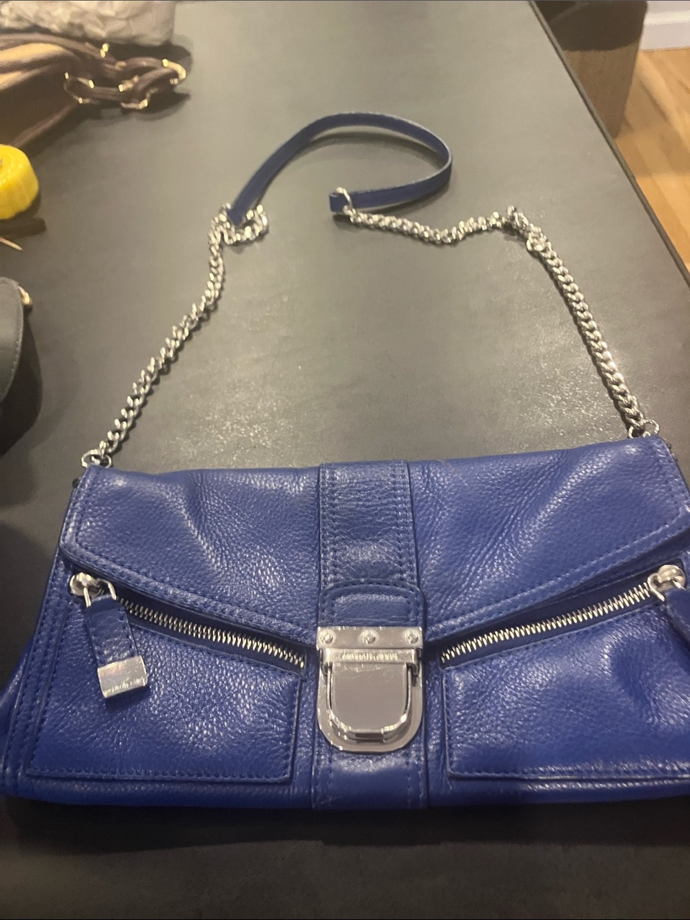 Michael Kors Cobalt Blue Leather Chain Crossbody
